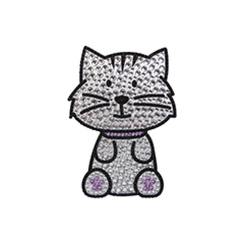 Rhinestone Stickers Grey Tabby Cat